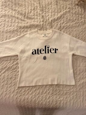 Atelier Logo White Short-Sleeve Sweater